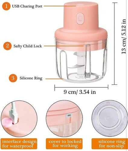 Mini Food Chopper Portable USB Rechargeable
